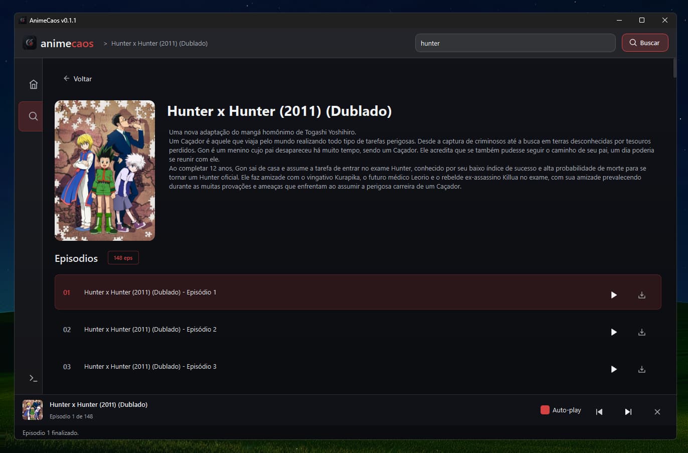 AnimeCaos - detalhes do anime e episodios